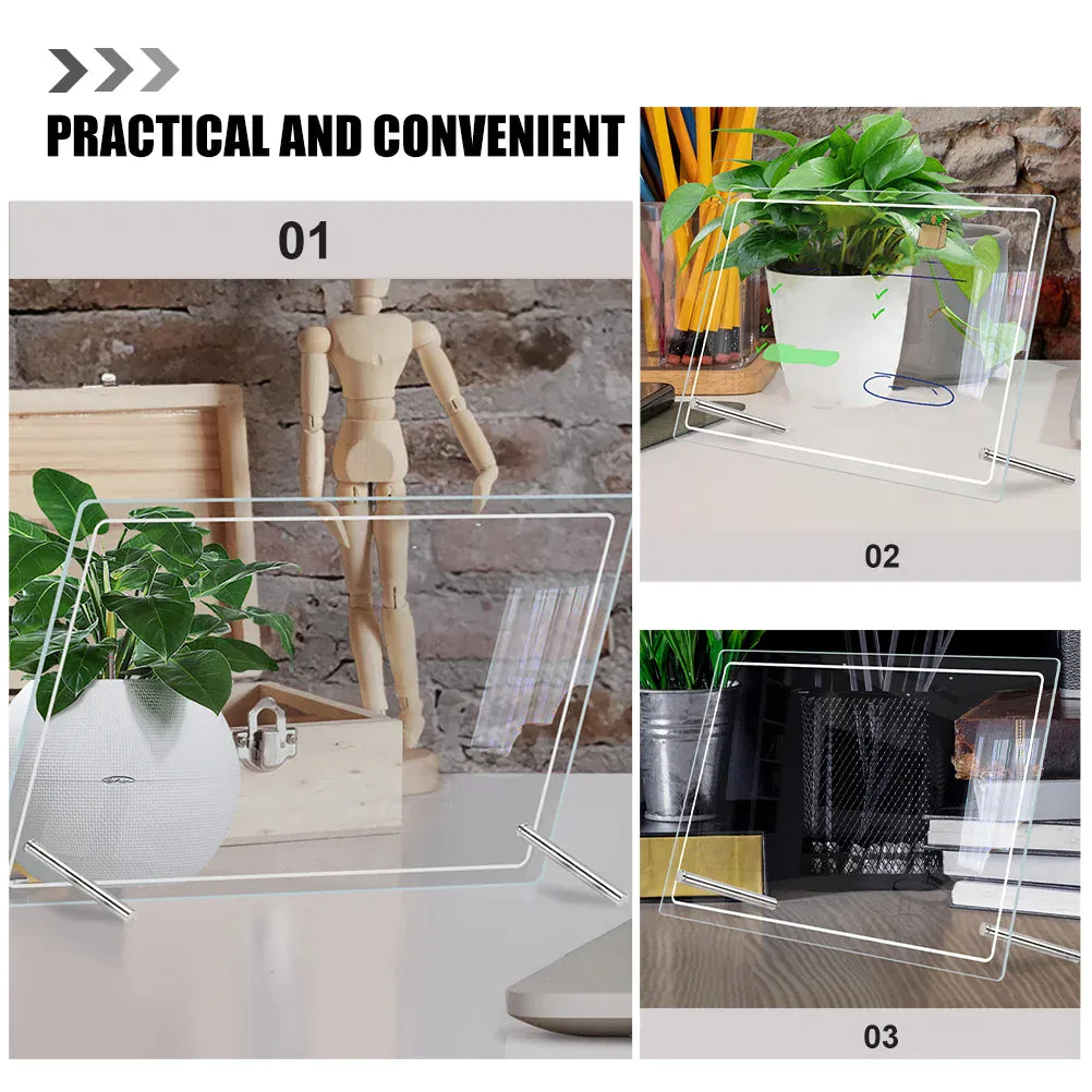 Acrylic Desktop Whiteboard - Transparent Dry Erase Memo Board