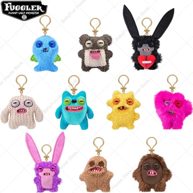 Original Fuggler Ugly Teeth Monsters Plush Toys Keychains Fugglers Wide Eyed Weirdo Annoyed Alien Rabbit Peluche Dolls Pendants