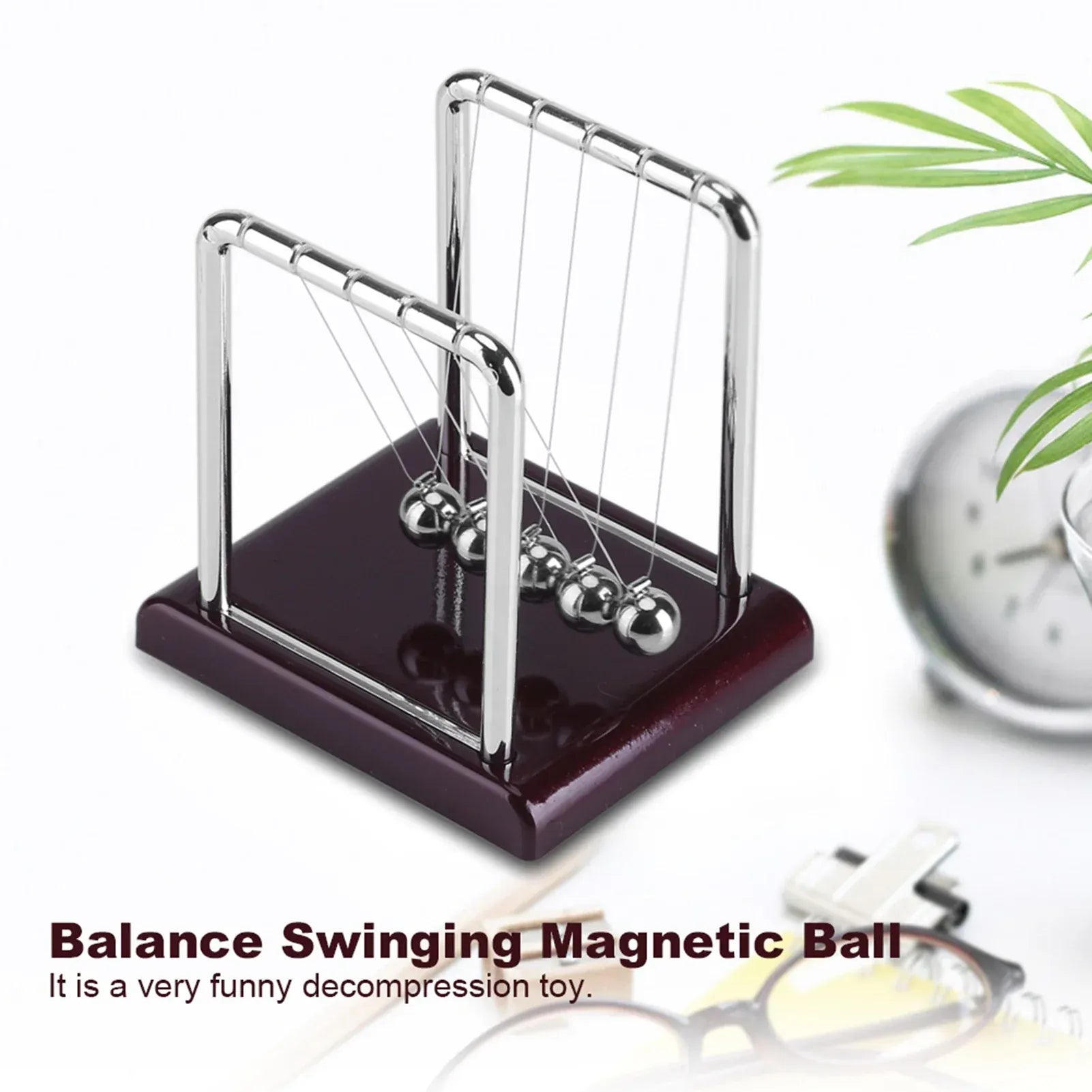 Balance Ball Desk Steel Balance Swinging Magnetic Ball  Physics Science Pendulum Desk Fun Gift Ball Desk Fun