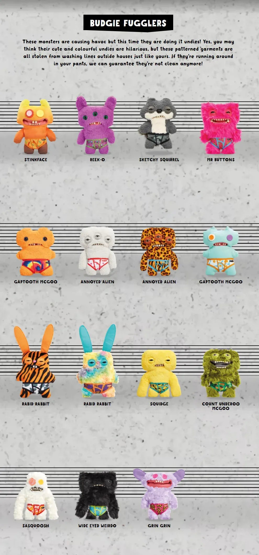 Fuggler Plush Budgie Fuggler Edition and Laboratory Misfits Edition British Brand Funny Ugly Monster Toy