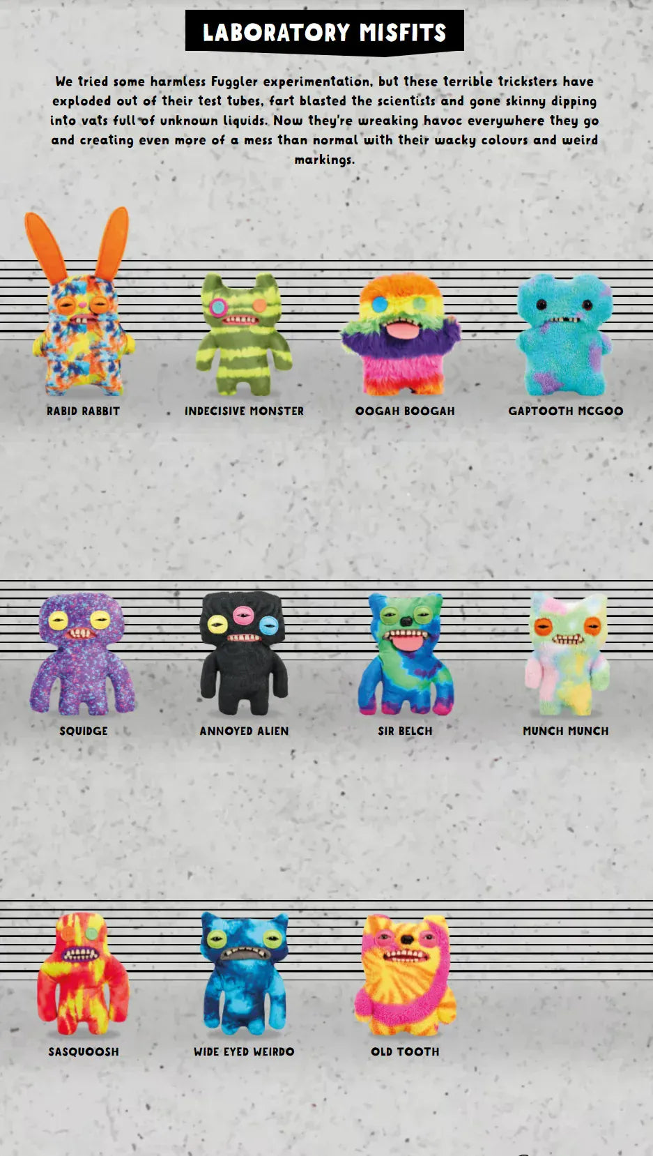 Fuggler Plush Budgie Fuggler Edition and Laboratory Misfits Edition British Brand Funny Ugly Monster Toy