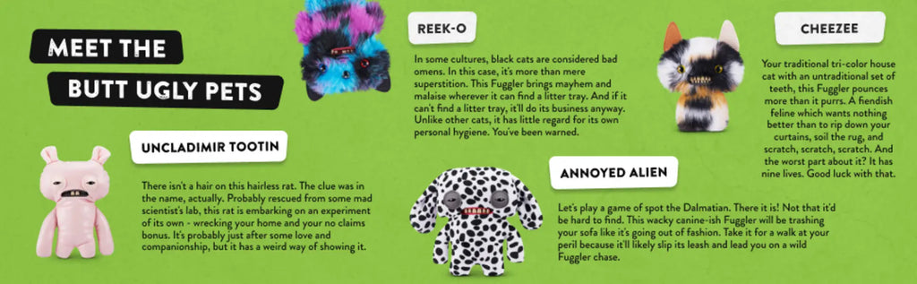 Fuggler Plush Toys Butt Ugly Monster Teeth Pets Series Mr Buttons Golden Retriever Fugg Stuffed Animal Fuggs Peluche Dolls 23CM