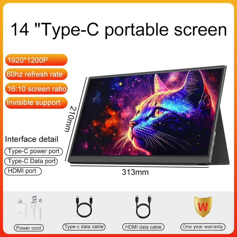 Portable Monitor Extension Ultra-thin Second Screen 14", 15.6", 16"