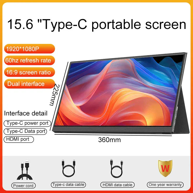 Portable Monitor Extension Ultra-thin Second Screen 14", 15.6", 16"