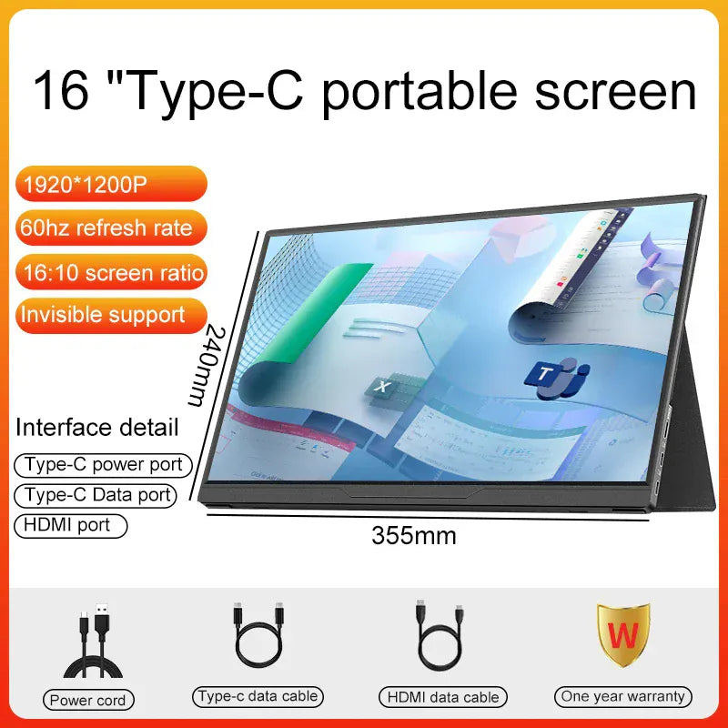 Portable Monitor Extension Ultra-thin Second Screen 14", 15.6", 16"
