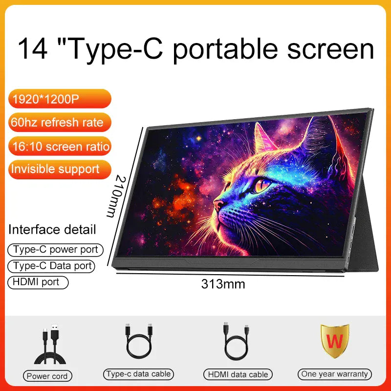 Portable Monitor Extension Ultra-thin Second Screen 14", 15.6", 16"