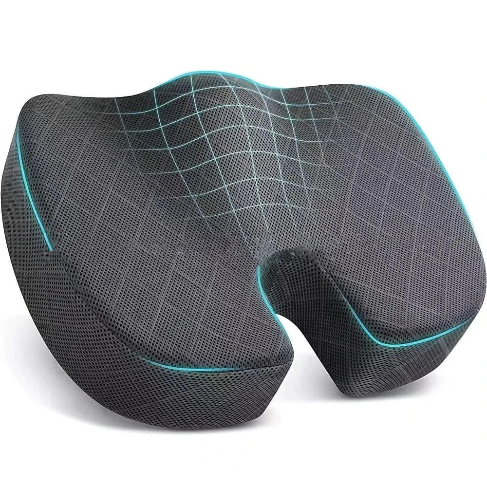 Memory Foam Ergonomic Hip Seat Cushion - Breathable Seat Cushion, Suitable for Office, Car and Airplane Seats