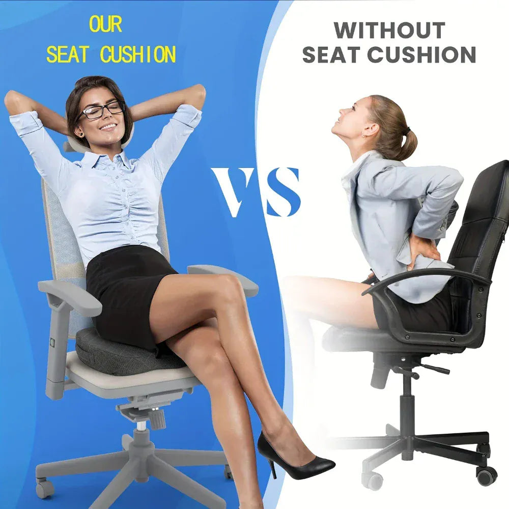 Memory Foam Ergonomic Hip Seat Cushion - Breathable Seat Cushion, Suitable for Office, Car and Airplane Seats
