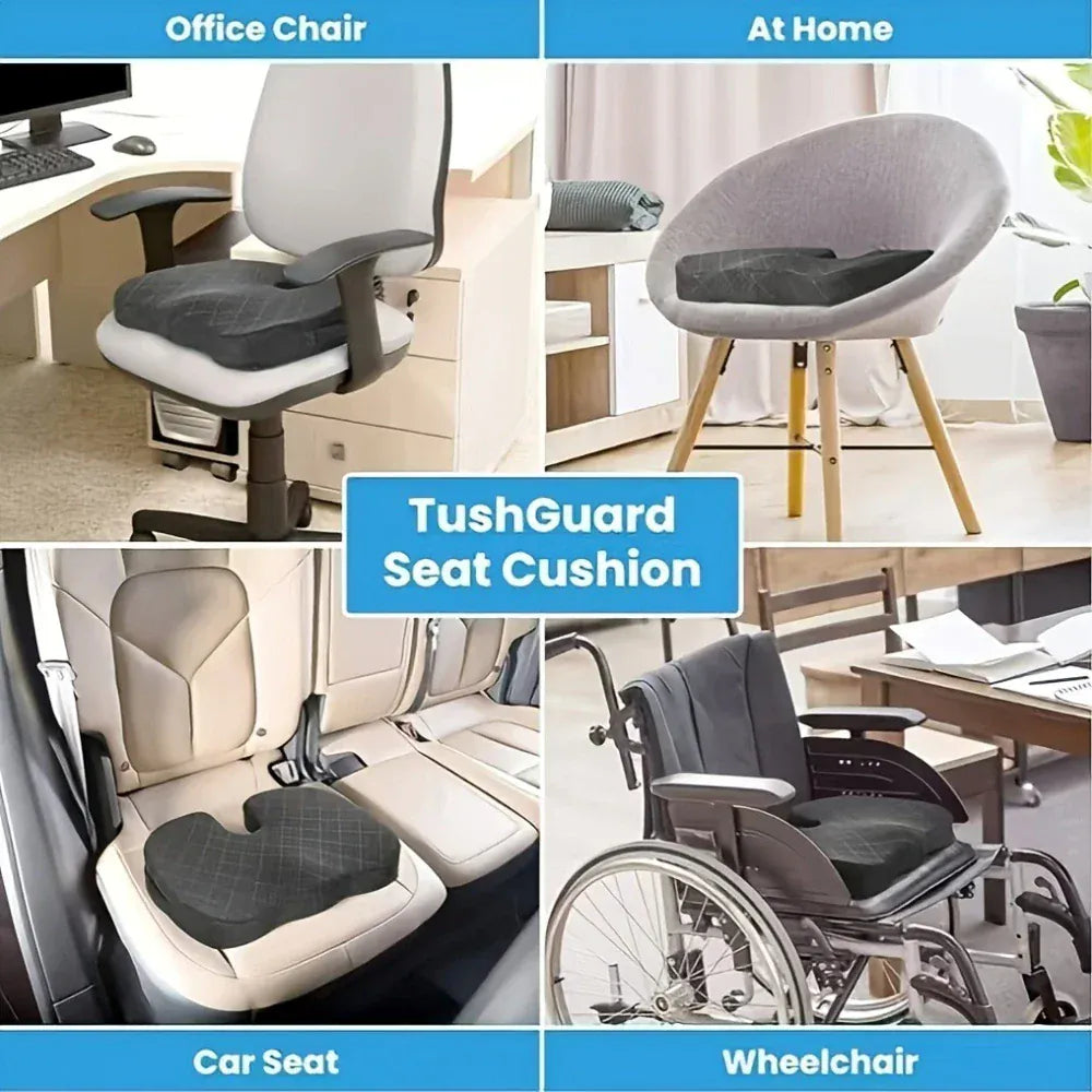 Memory Foam Ergonomic Hip Seat Cushion - Breathable Seat Cushion, Suitable for Office, Car and Airplane Seats