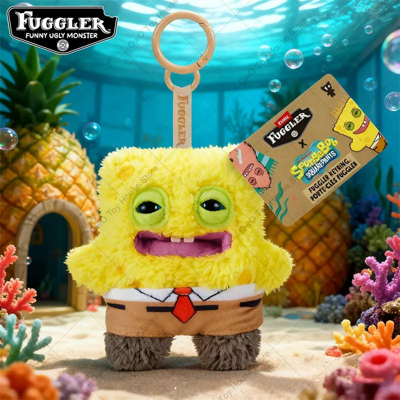 Original Fuggler Funny Ugly Teeth Monster Plush Toys Keychain Fugglers SpongeBob SquarePants Series Peluche Doll Key Rings Gifts