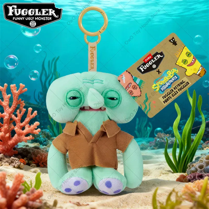 Original Fuggler Funny Ugly Teeth Monster Plush Toys Keychain Fugglers SpongeBob SquarePants Series Peluche Doll Key Rings Gifts