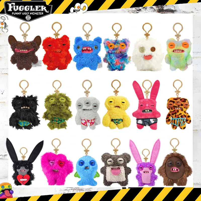 Original Fuggler Ugly Teeth Monsters Plush Toys Keychains Fugglers Wide Eyed Weirdo Annoyed Alien Rabbit Peluche Dolls Pendants