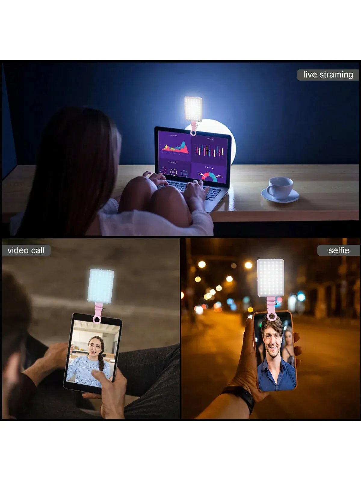 Clip-On Selfie Ring Light - 3 Modes for Phone, Laptop & Tablet