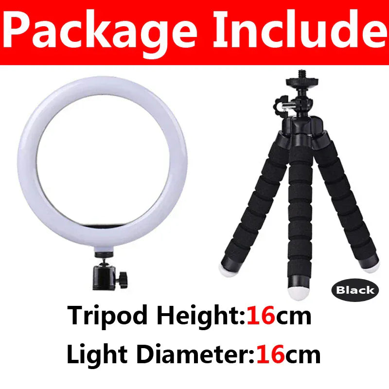 Selfie Video Light Selfie LED Ring Light Dimmable Round Ring Fill Lamp With Stand Tripods For Phone Video Live Camera Lighting