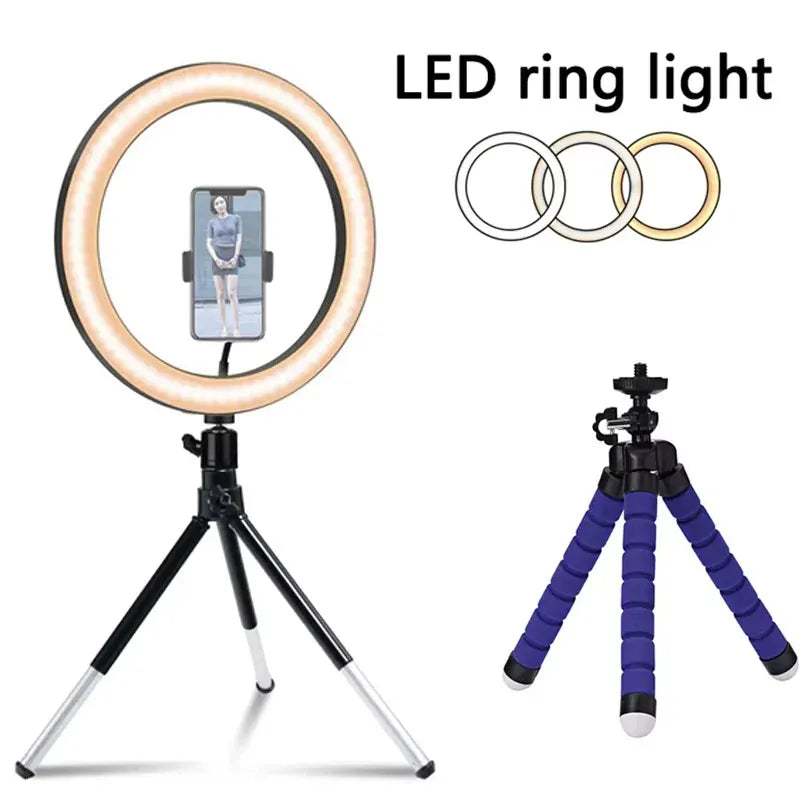 Selfie Video Light Selfie LED Ring Light Dimmable Round Ring Fill Lamp With Stand Tripods For Phone Video Live Camera Lighting