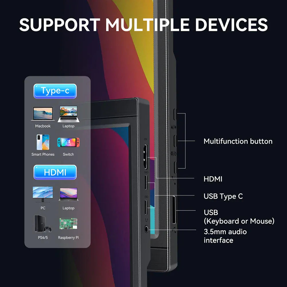 Touchscreen Portable Monitor 16/15.6/14/11.6 inch Gaming Laptop Extension Display Travel Monitor for Raspberry Pi/Laptop/PS3/PS4